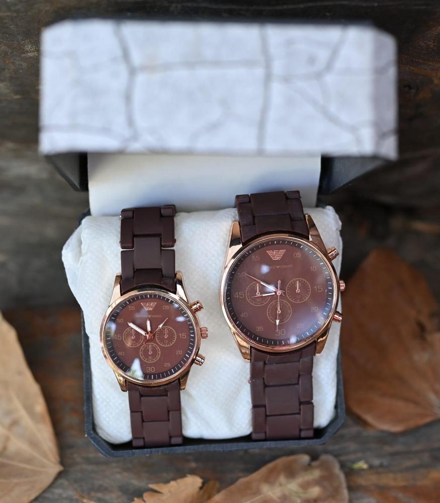 Couple Chronograph Watches Brown