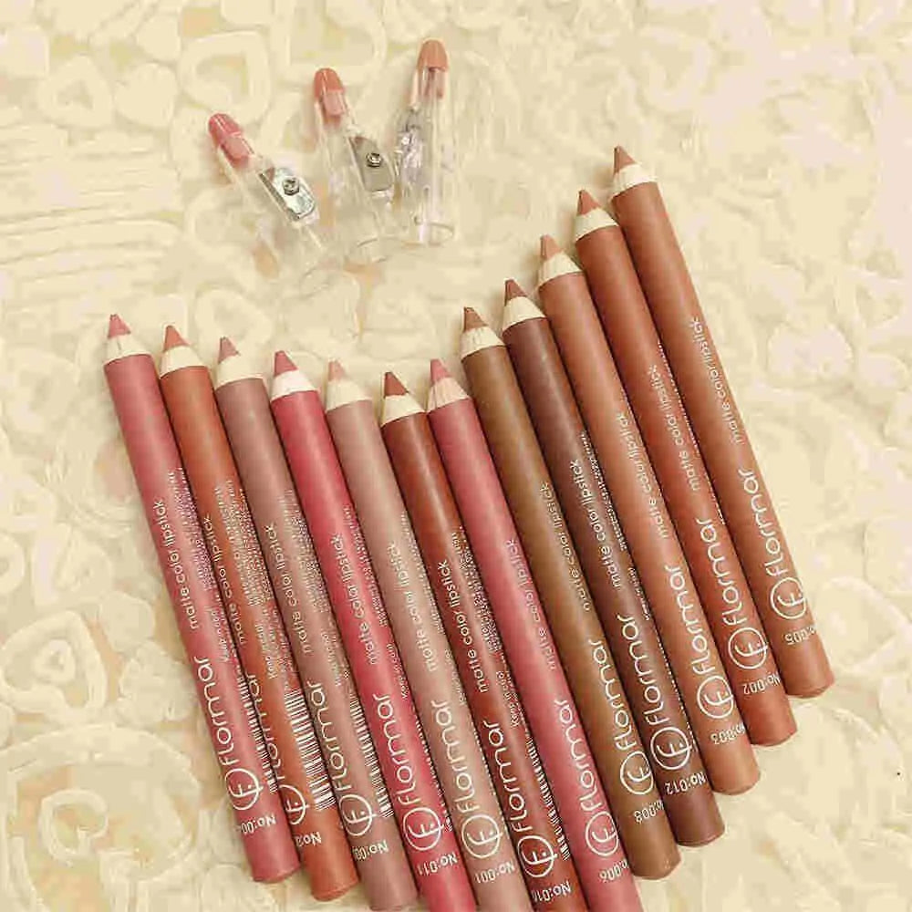 Matte finish Lip Pencil set 12Pcs in Shade of Nude Red & Pink