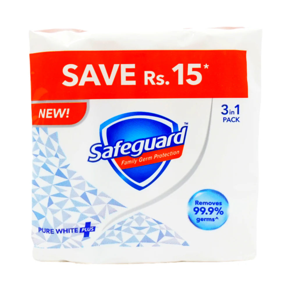 SAFEGUARD SOAP PURE WHITE JUMBO SIZE 3X168 GM