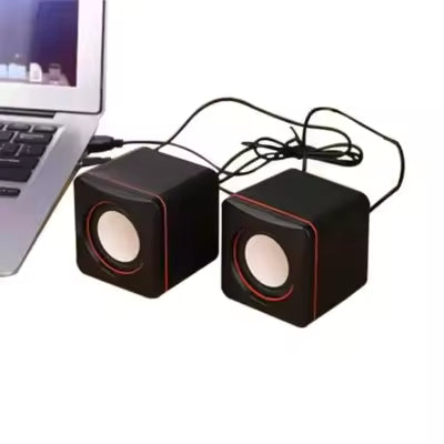 Mini USB Laptop Speakers 2.0 Channel Wired Desktop Speakers for PC, Black, 72mm Size, 40Hz-20KHz Frequency Range, 2pcs Pack