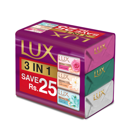 LUX SOAP RAINBOW TRIO PACK SAVE RS.20 3X130GM