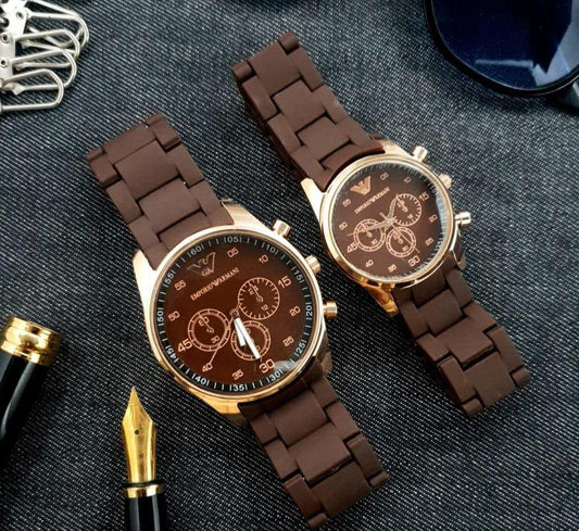 Couple Chronograph Watches Brown