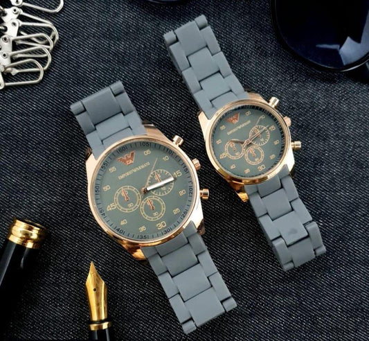 Couple Chronograph Watches Grey