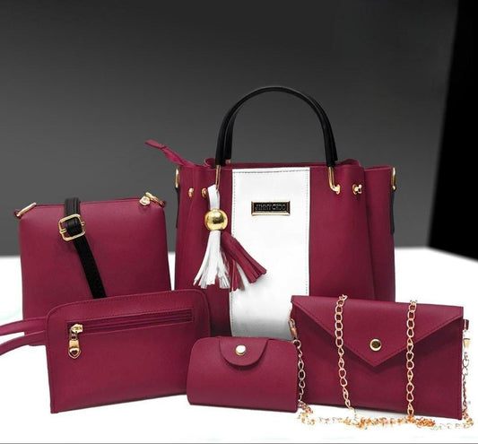 Stylish Women PU Leather Hand Bag set 5PCS