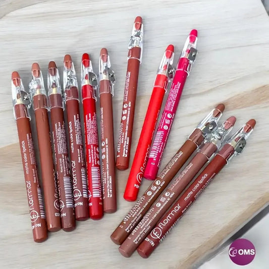 Matte finish Lip Pencil set 12Pcs in Shade of Nude Red & Pink